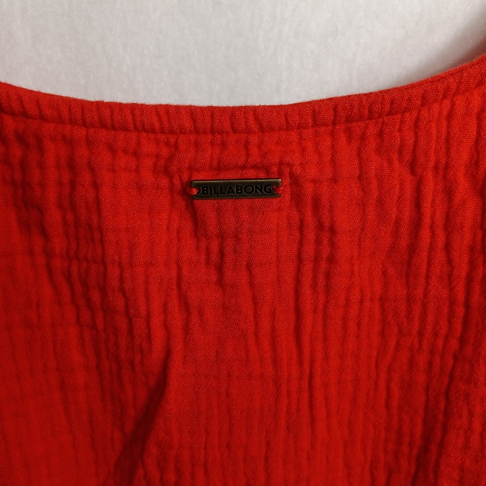 BILLABONG Red V-Neck Puff Sleeve Dress size s - Picture 10 of 11